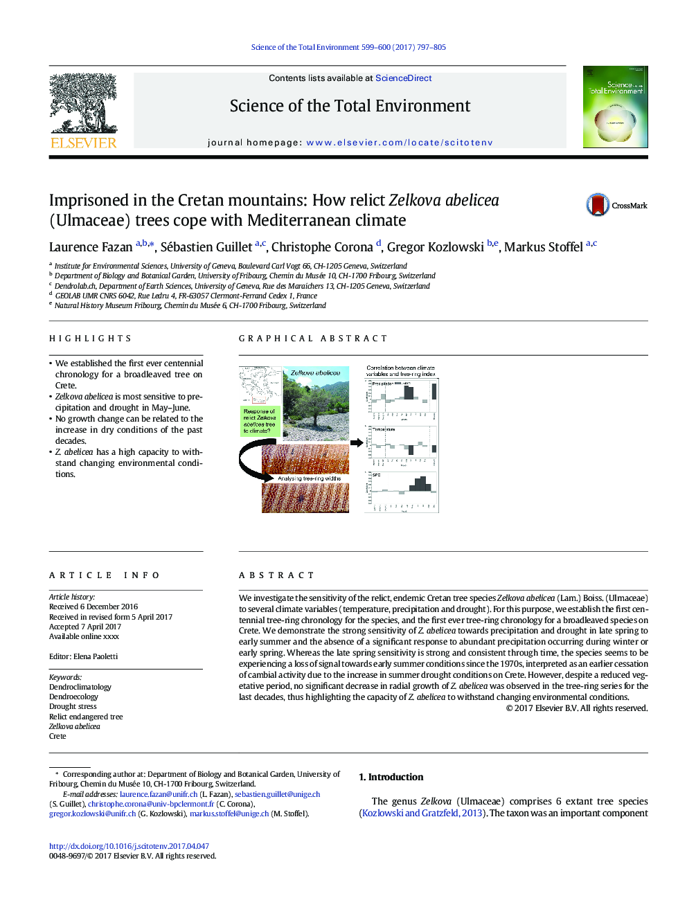 Imprisoned in the Cretan mountains: How relict Zelkova abelicea (Ulmaceae) trees cope with Mediterranean climate