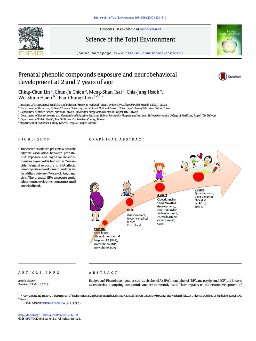 Prenatal phenolic compounds exposure and neurobehavioral development at 2 and 7Â years of age