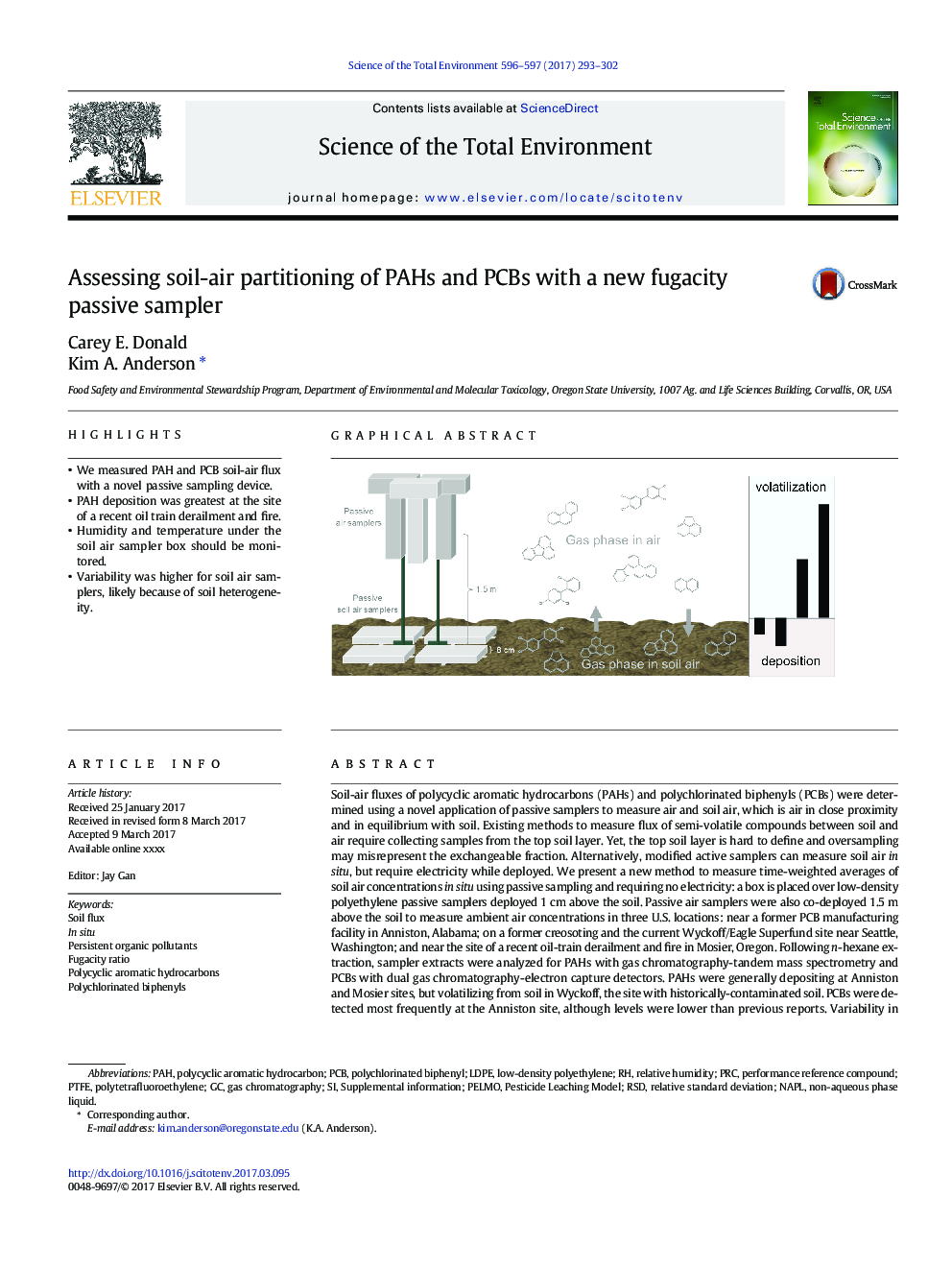 Assessing soil-air partitioning of PAHs and PCBs with a new fugacity passive sampler