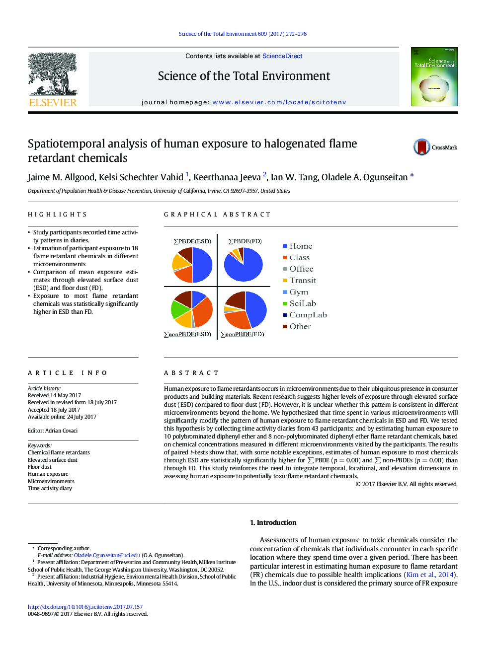 Spatiotemporal analysis of human exposure to halogenated flame retardant chemicals