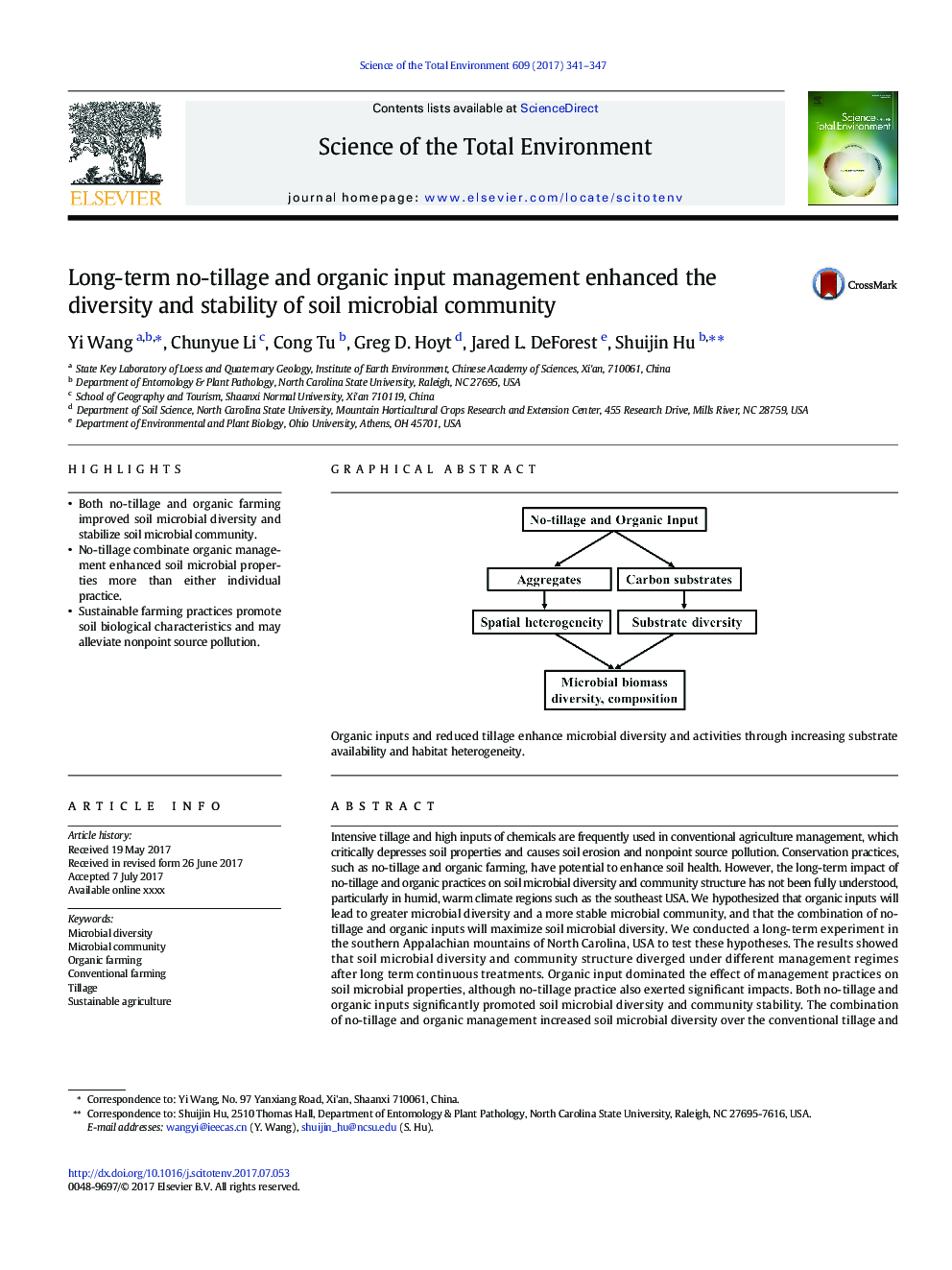 Long-term no-tillage and organic input management enhanced the diversity and stability of soil microbial community