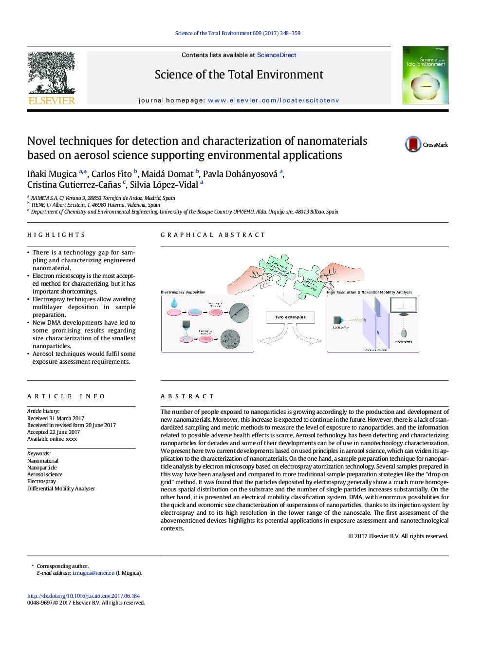 Novel techniques for detection and characterization of nanomaterials based on aerosol science supporting environmental applications