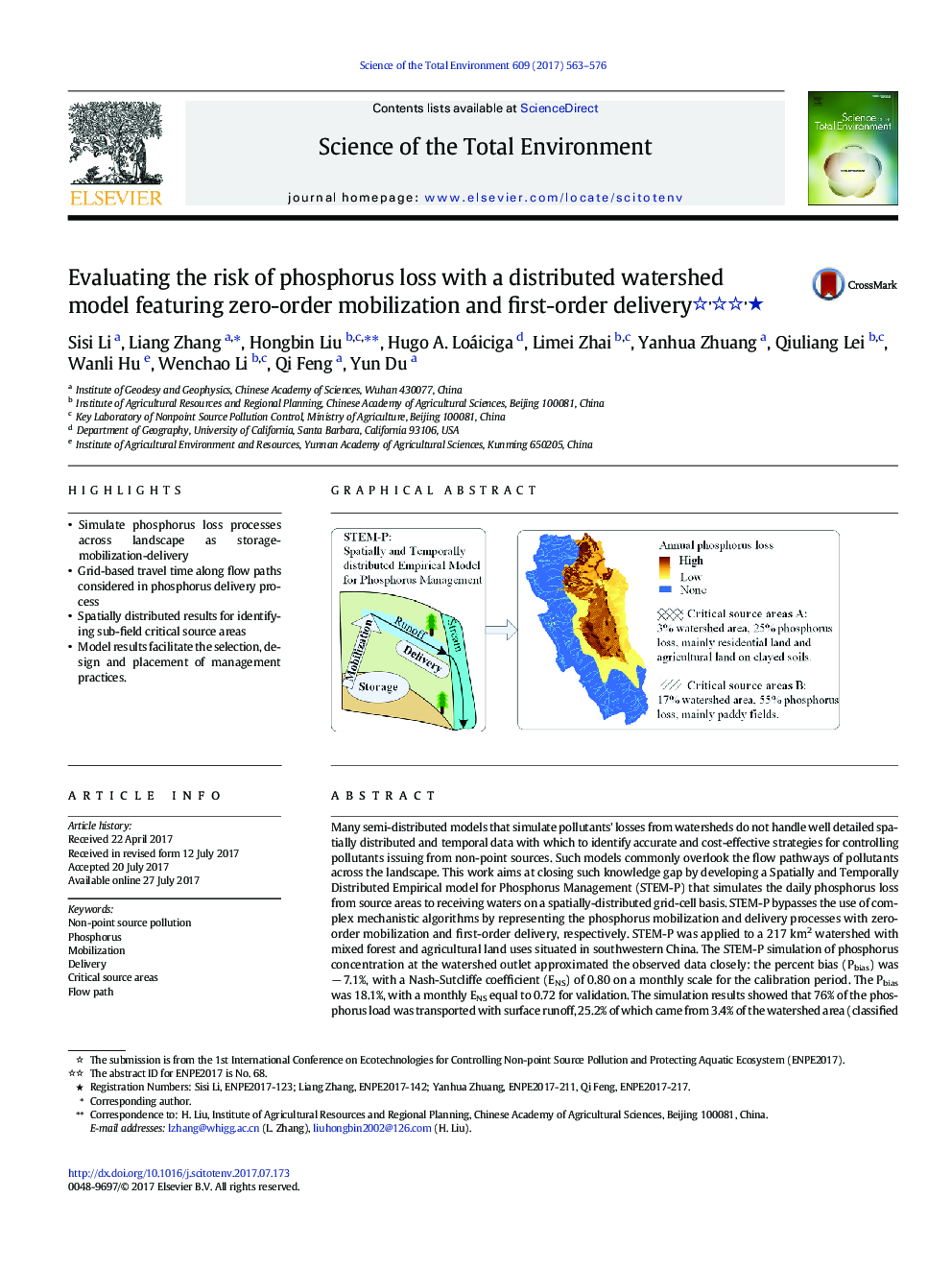 Evaluating the risk of phosphorus loss with a distributed watershed model featuring zero-order mobilization and first-order deliveryâ