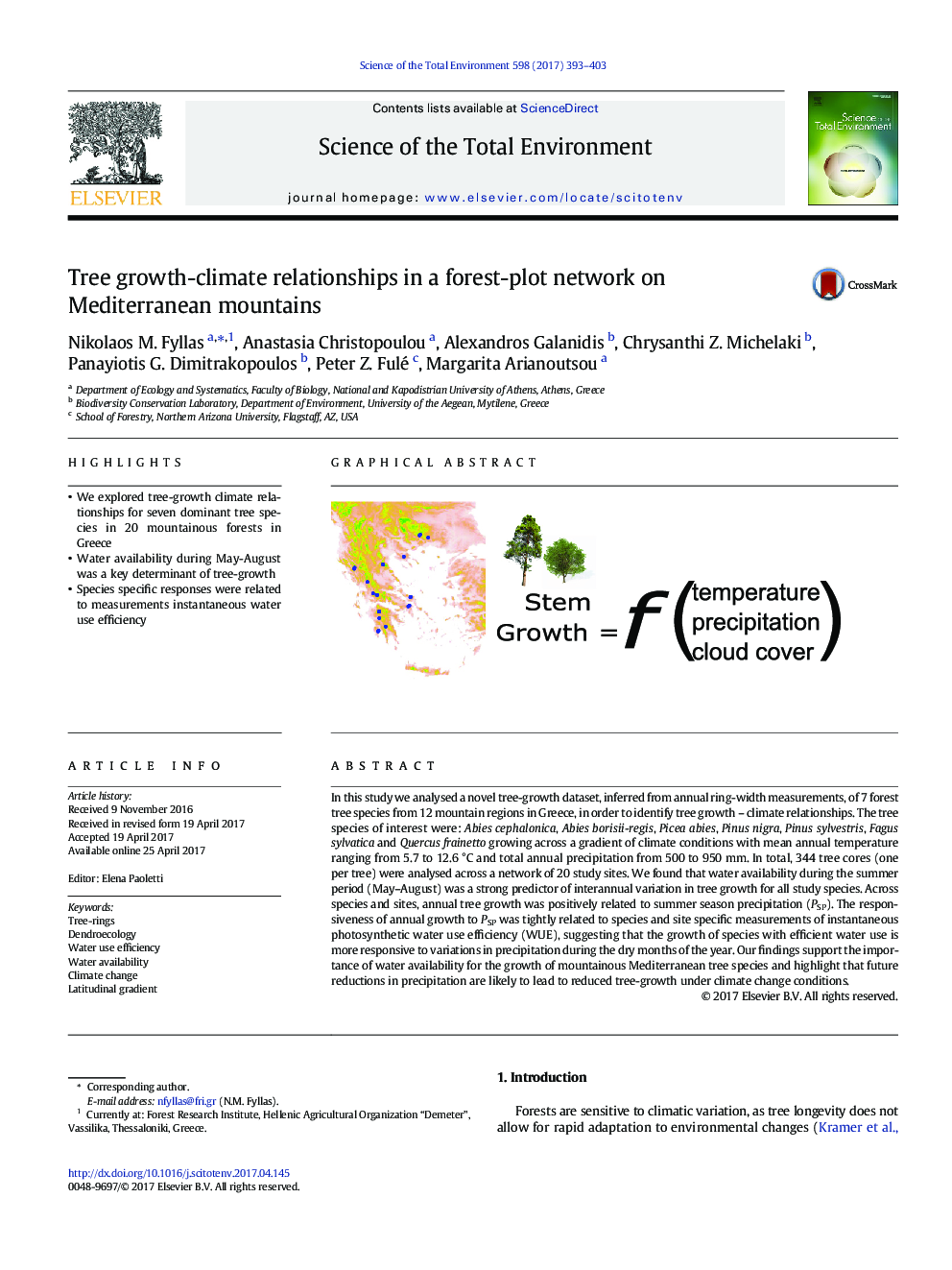 Tree growth-climate relationships in a forest-plot network on Mediterranean mountains