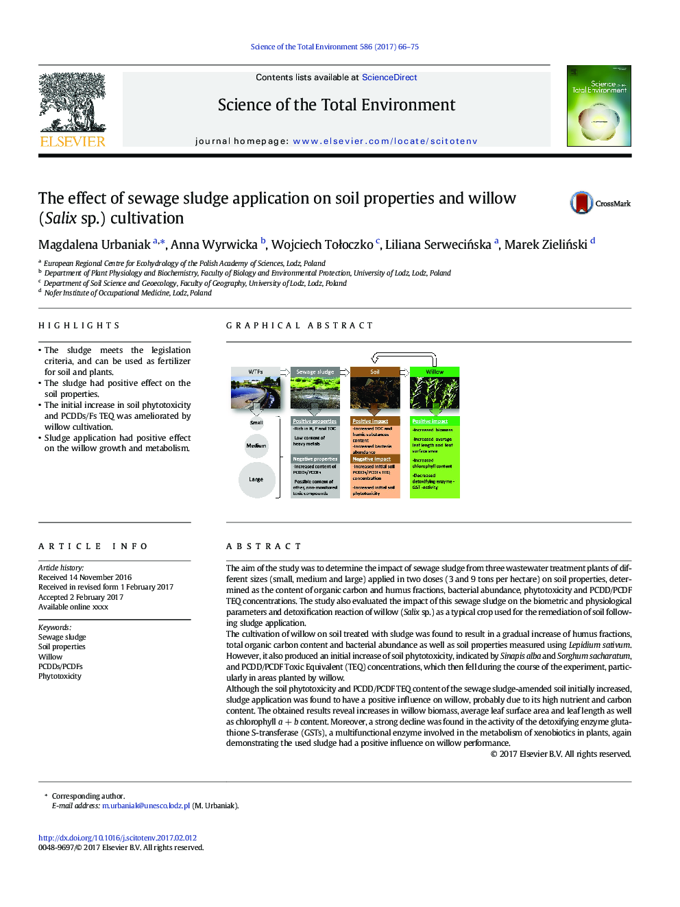 The effect of sewage sludge application on soil properties and willow (Salix sp.) cultivation