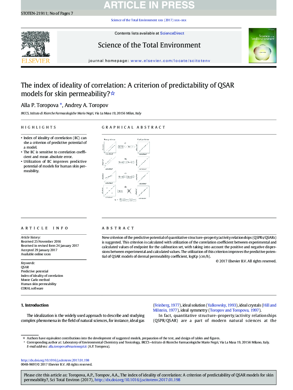 The index of ideality of correlation: A criterion of predictability of QSAR models for skin permeability?