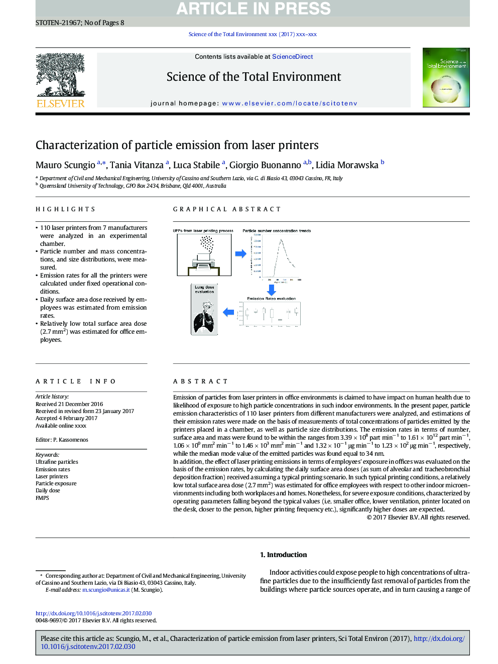 Characterization of particle emission from laser printers