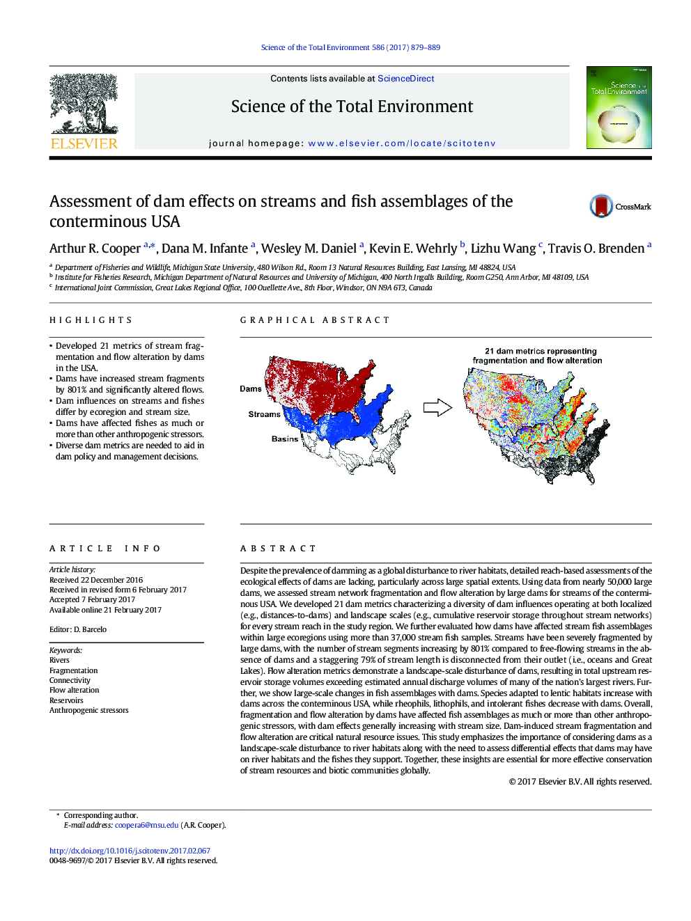 Assessment of dam effects on streams and fish assemblages of the conterminous USA