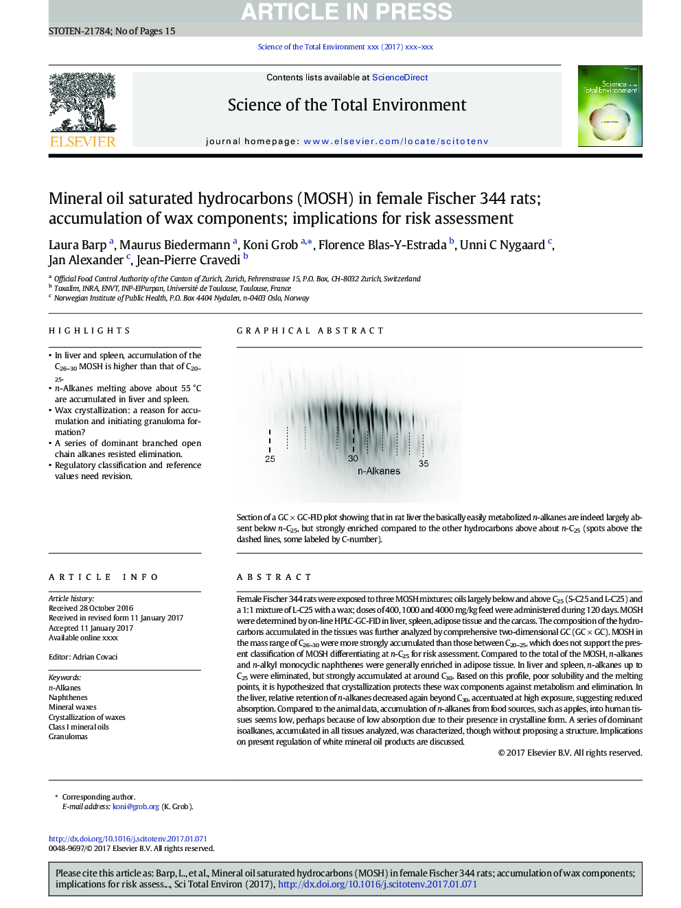 Mineral oil saturated hydrocarbons (MOSH) in female Fischer 344 rats; accumulation of wax components; implications for risk assessment