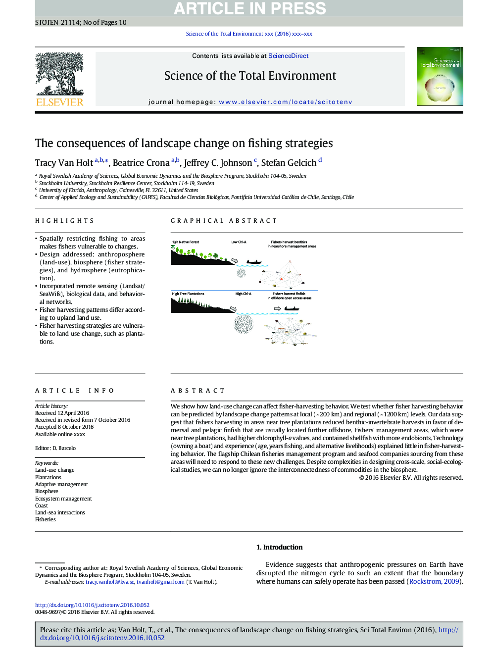 The consequences of landscape change on fishing strategies