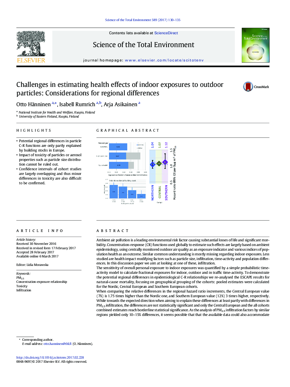 Challenges in estimating health effects of indoor exposures to outdoor particles: Considerations for regional differences