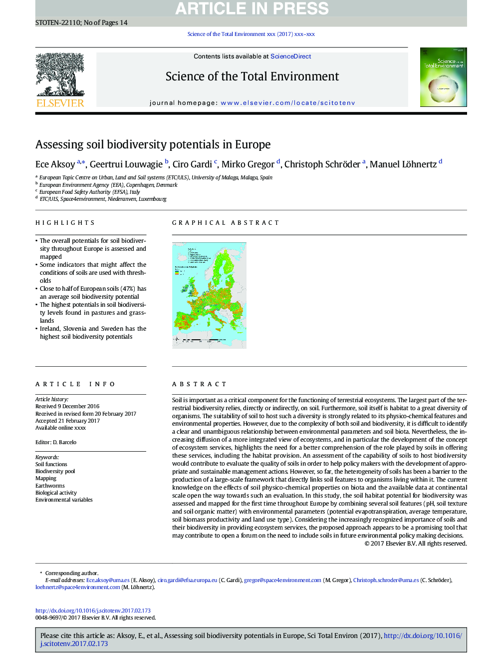 ارزیابی پتانسیل تنوع زیستی خاک در اروپا 