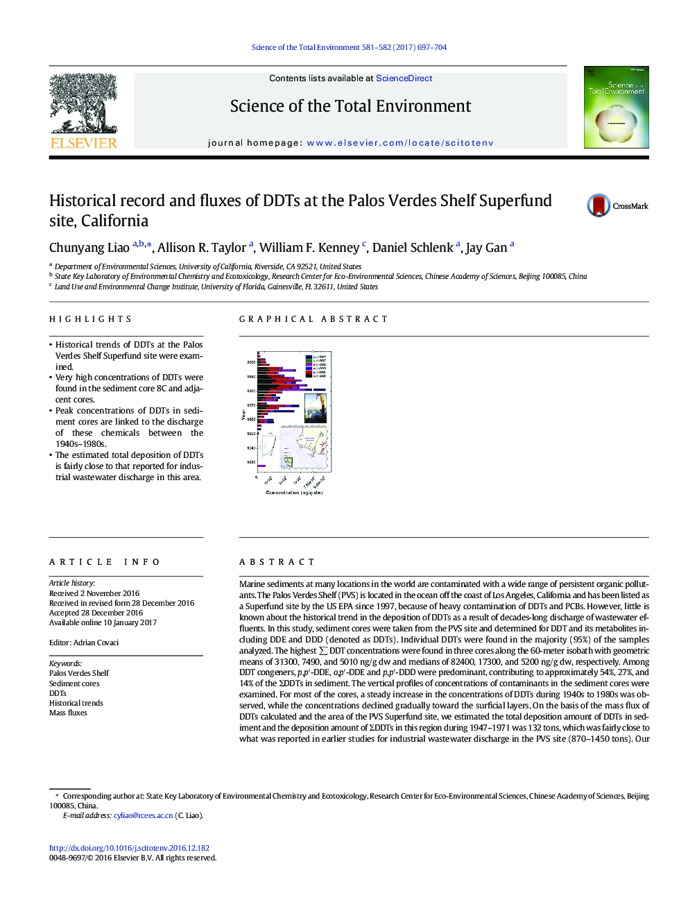 Historical record and fluxes of DDTs at the Palos Verdes Shelf Superfund site, California