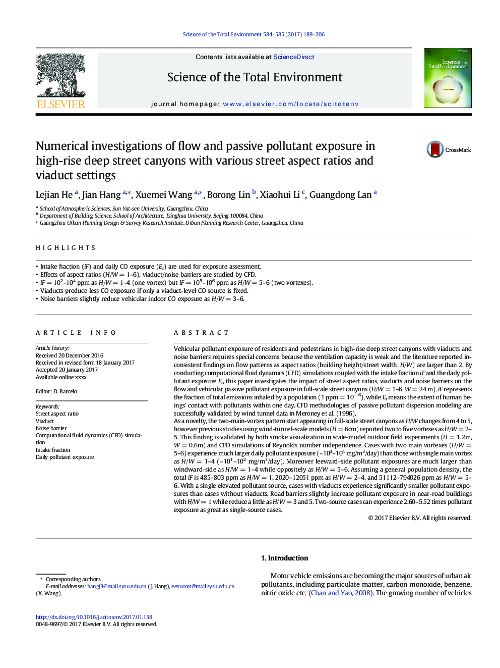 Numerical investigations of flow and passive pollutant exposure in high-rise deep street canyons with various street aspect ratios and viaduct settings