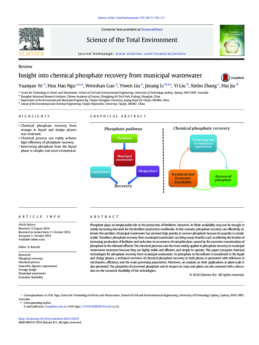 Insight into chemical phosphate recovery from municipal wastewater