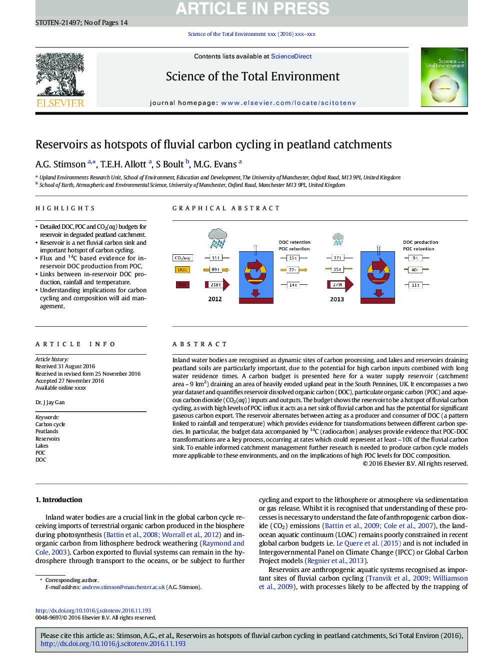 Reservoirs as hotspots of fluvial carbon cycling in peatland catchments