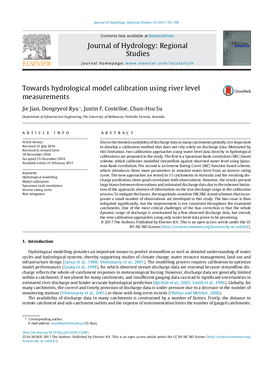 Towards hydrological model calibration using river level measurements