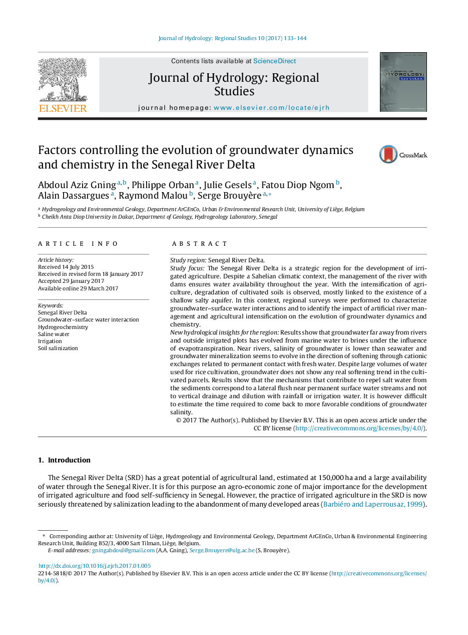 Factors controlling the evolution of groundwater dynamics and chemistry in the Senegal River Delta