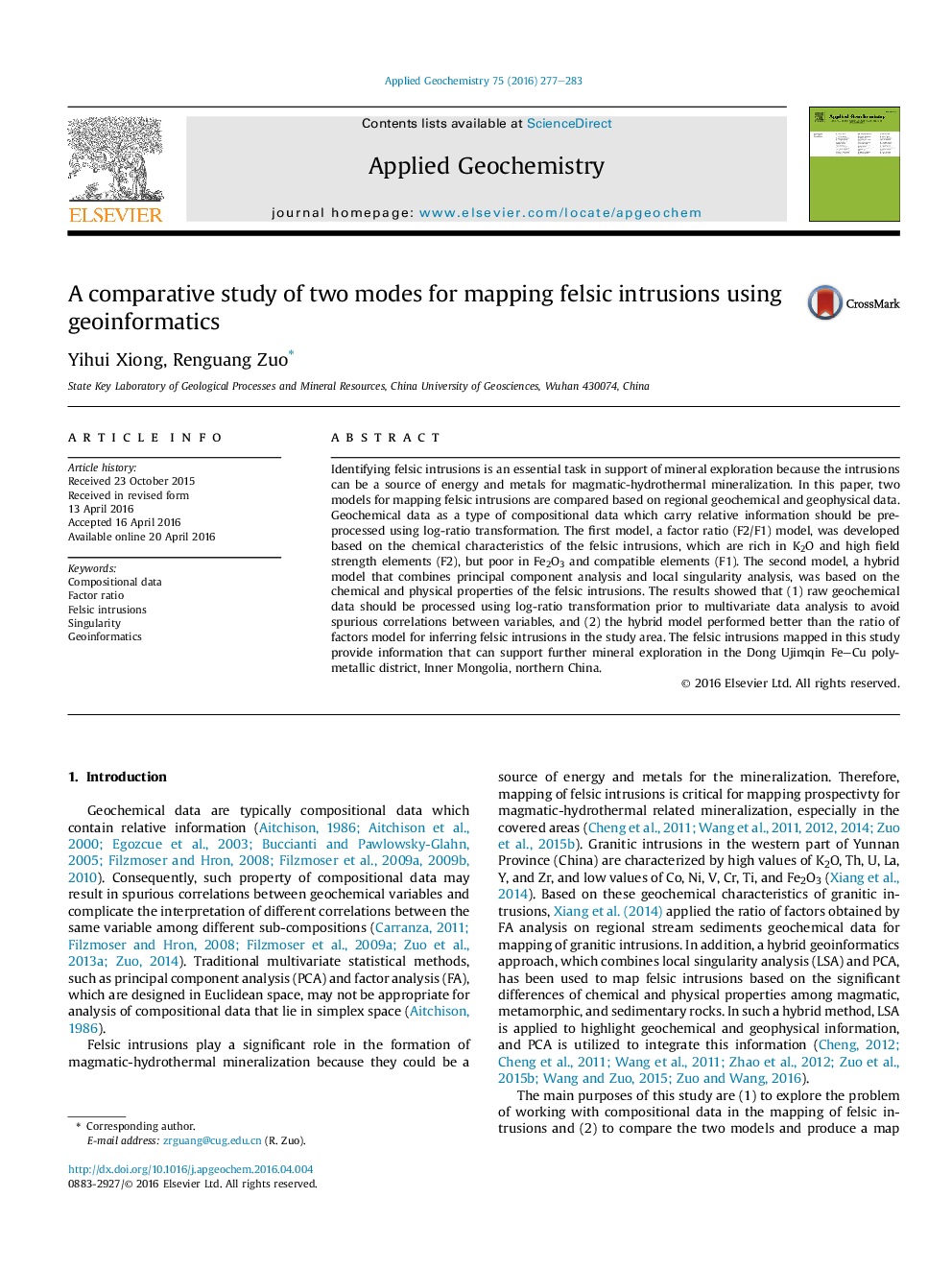 A comparative study of two modes for mapping felsic intrusions using geoinformatics