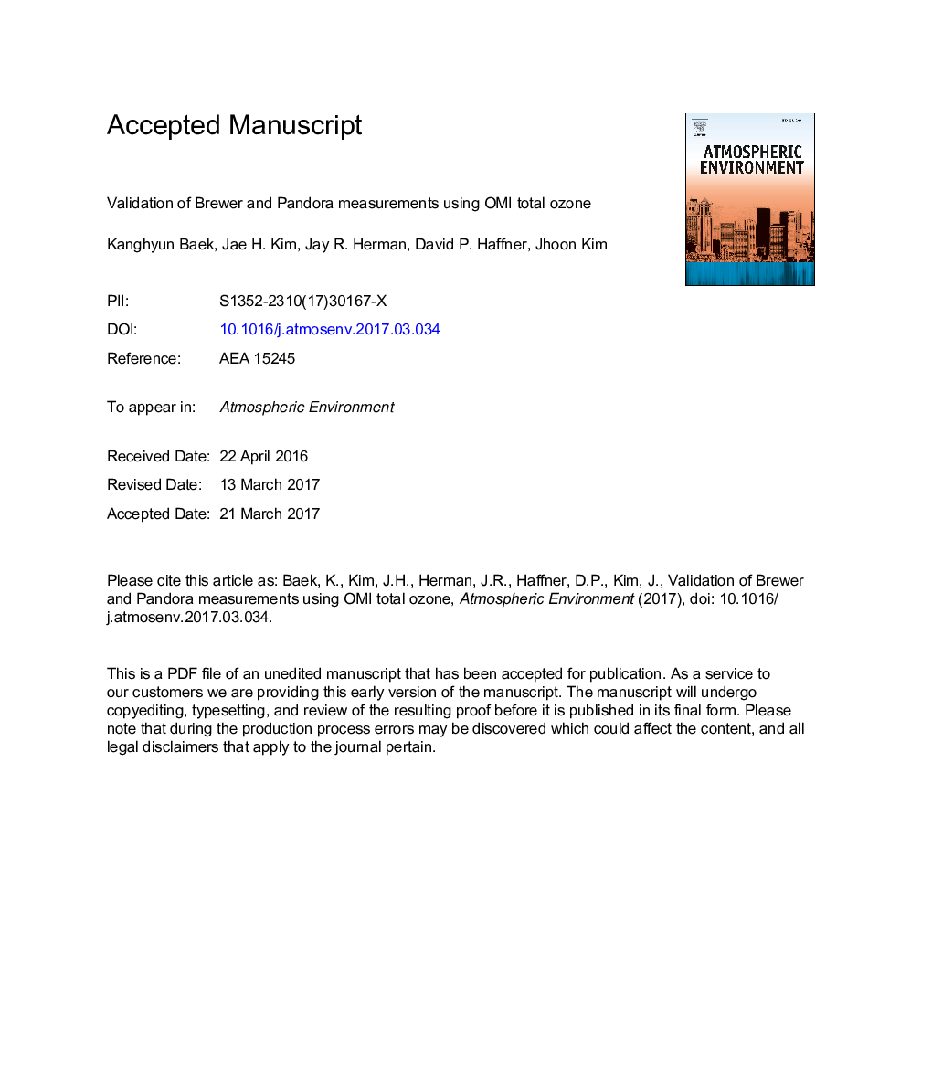 Validation of Brewer and Pandora measurements using OMI total ozone