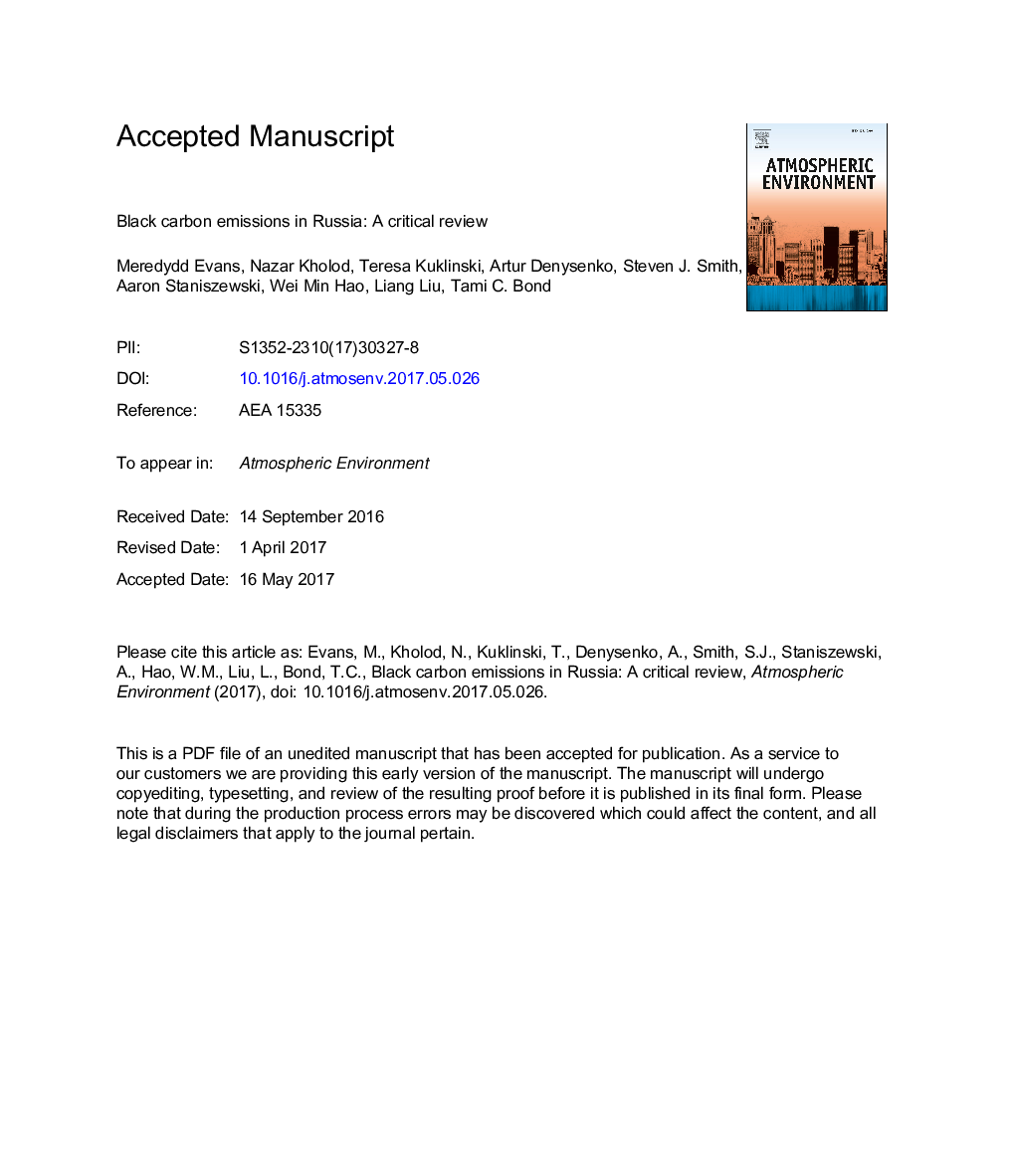 Black carbon emissions in Russia: A critical review