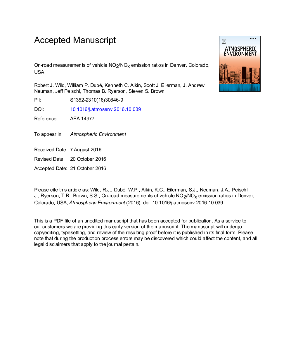 On-road measurements of vehicle NO2/NOx emission ratios in Denver, Colorado, USA