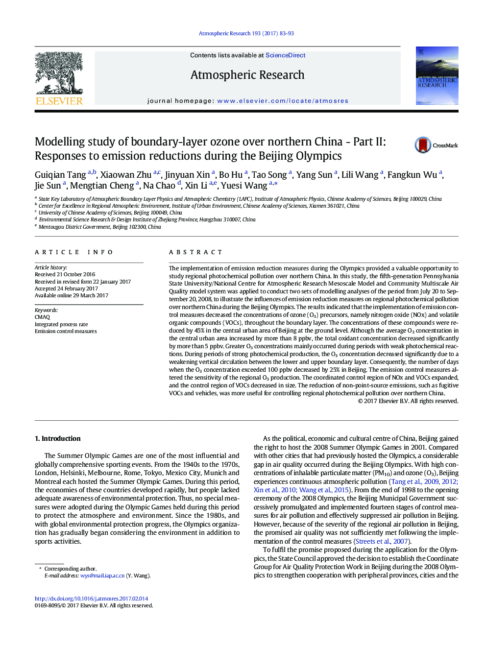 Modelling study of boundary-layer ozone over northern China - Part II: Responses to emission reductions during the Beijing Olympics