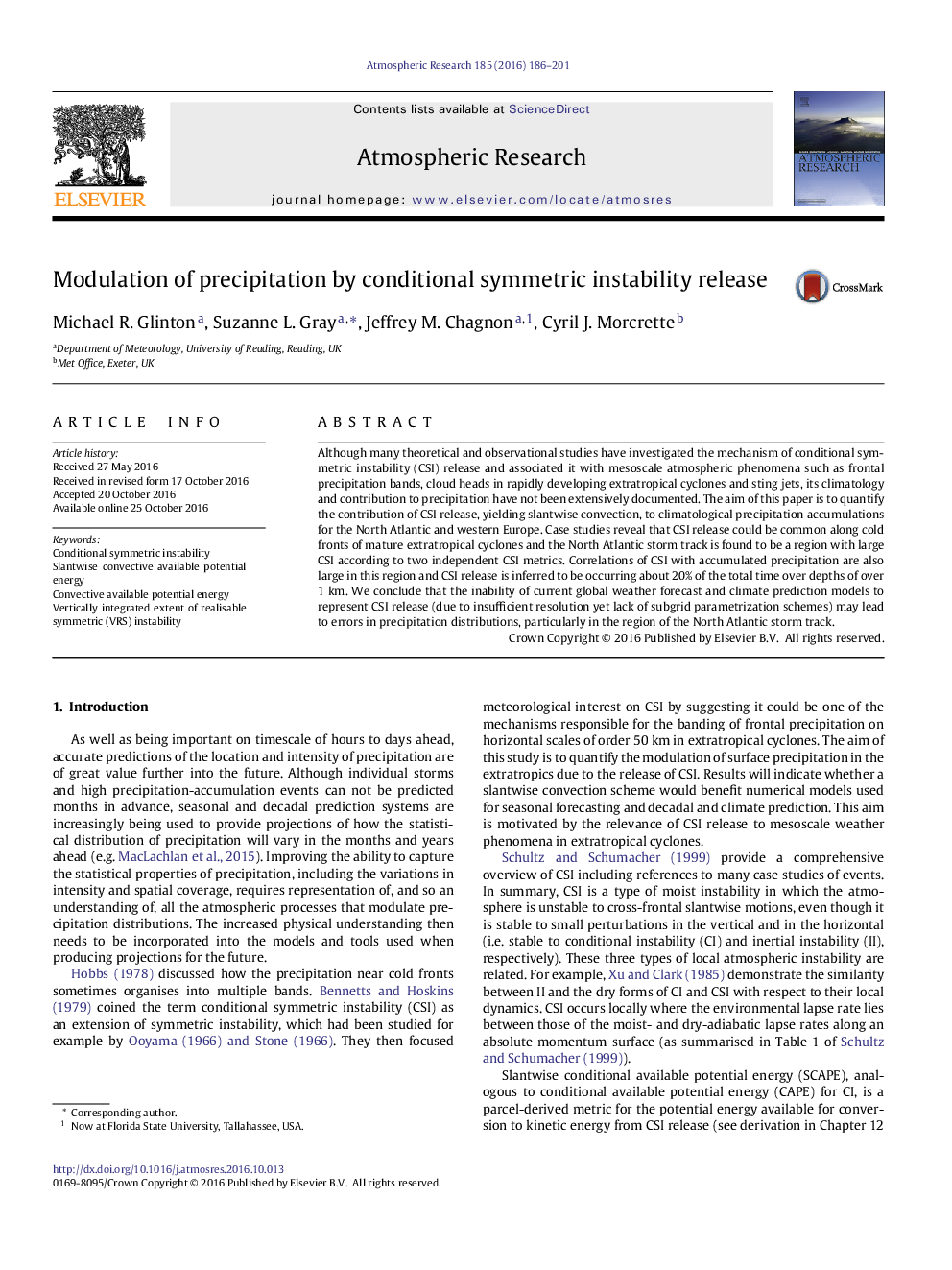 Modulation of precipitation by conditional symmetric instability release