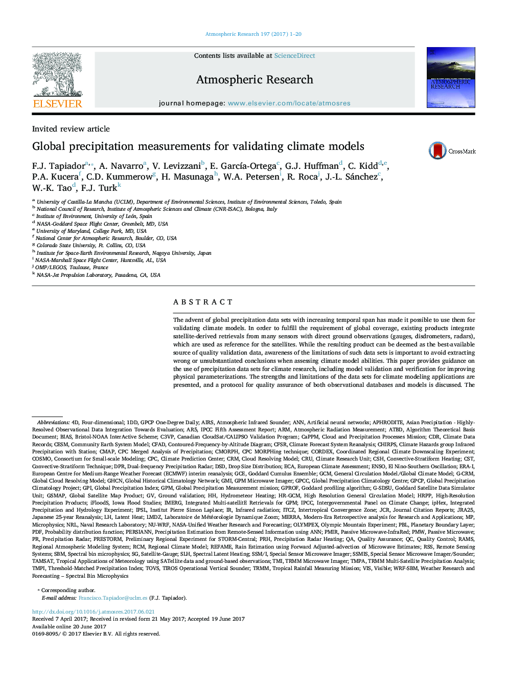Invited review articleGlobal precipitation measurements for validating climate models