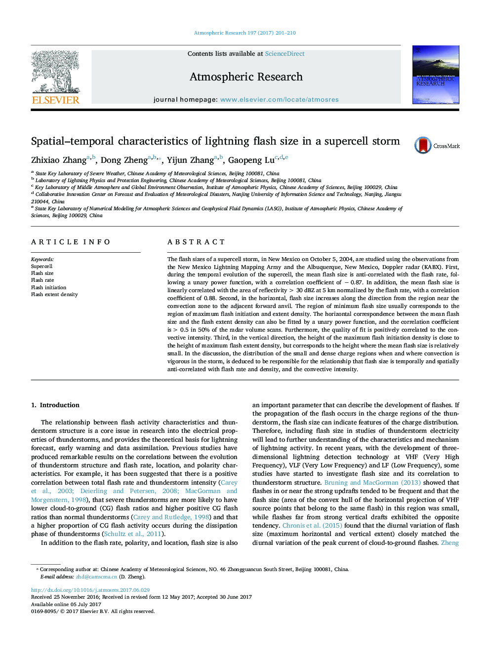 Spatial-temporal characteristics of lightning flash size in a supercell storm