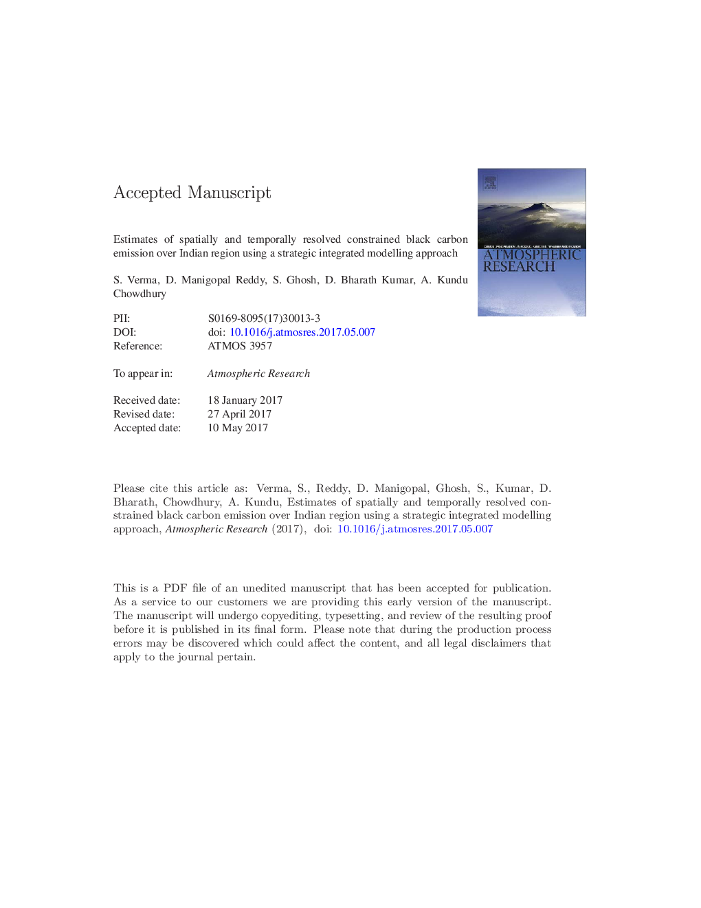 Estimates of spatially and temporally resolved constrained black carbon emission over the Indian region using a strategic integrated modelling approach