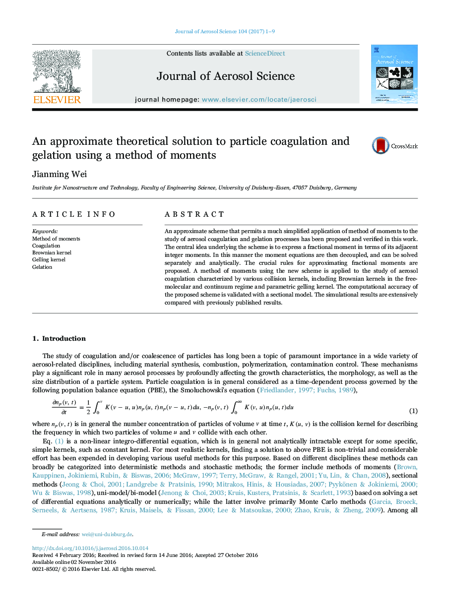 An approximate theoretical solution to particle coagulation and gelation using a method of moments