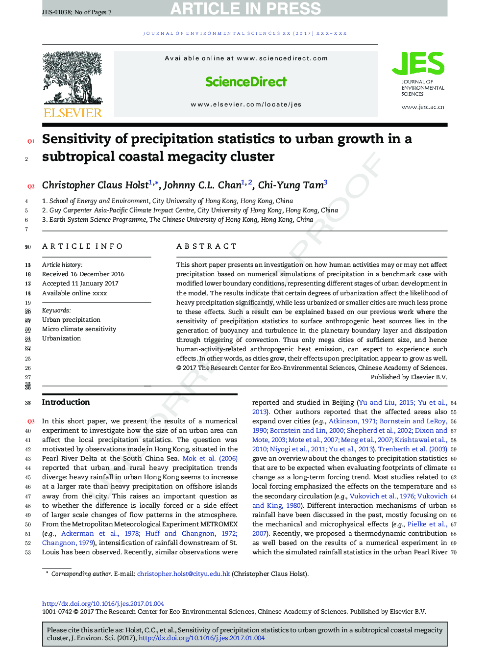 Sensitivity of precipitation statistics to urban growth in a subtropical coastal megacity cluster