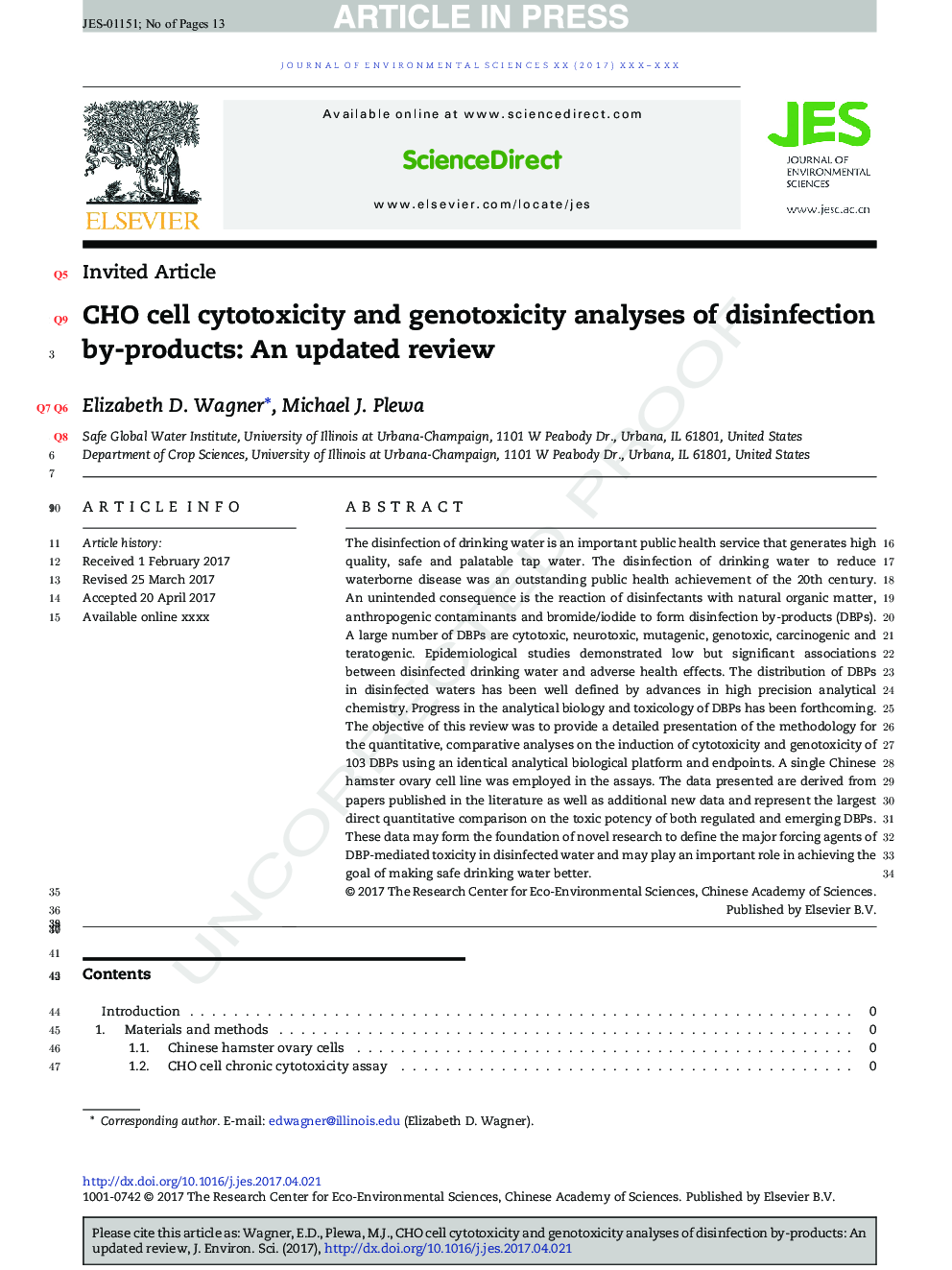 CHO cell cytotoxicity and genotoxicity analyses of disinfection by-products: An updated review