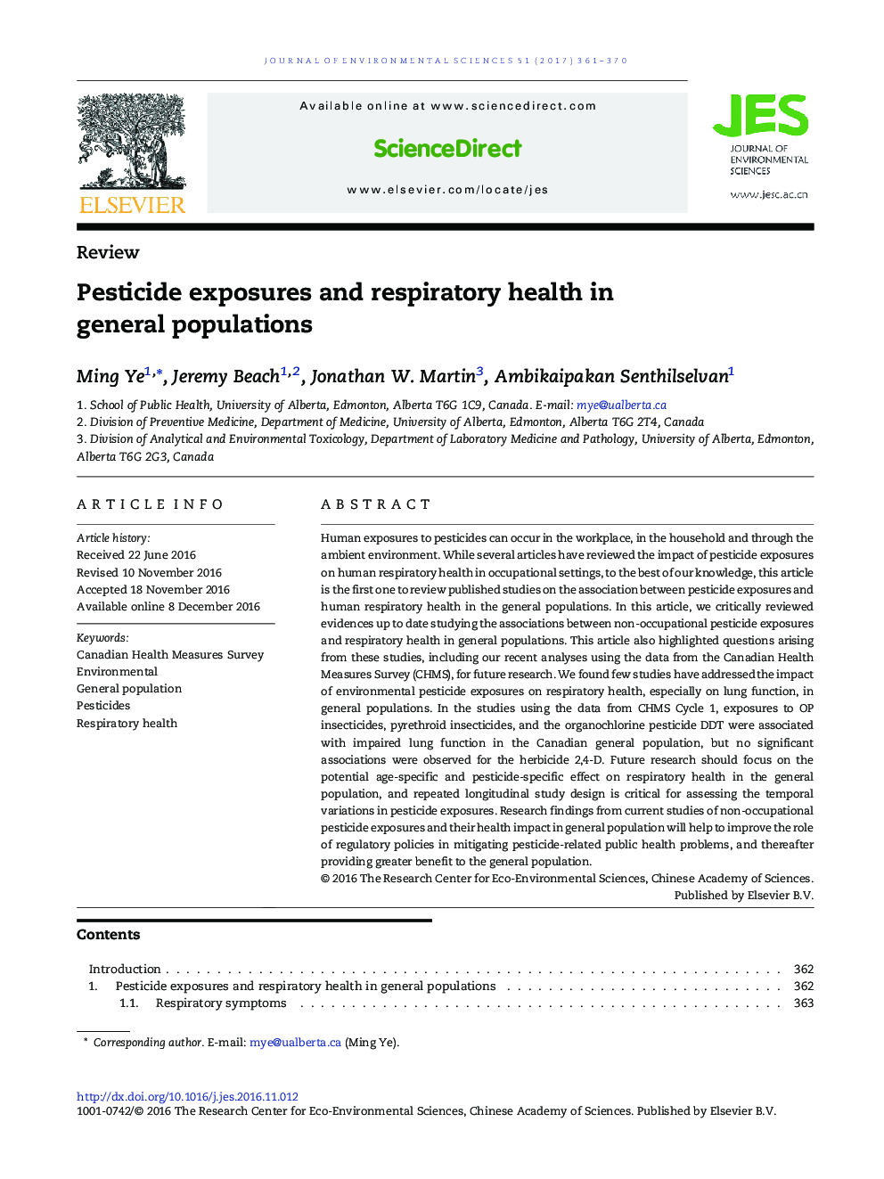 ReviewPesticide exposures and respiratory health in general populations