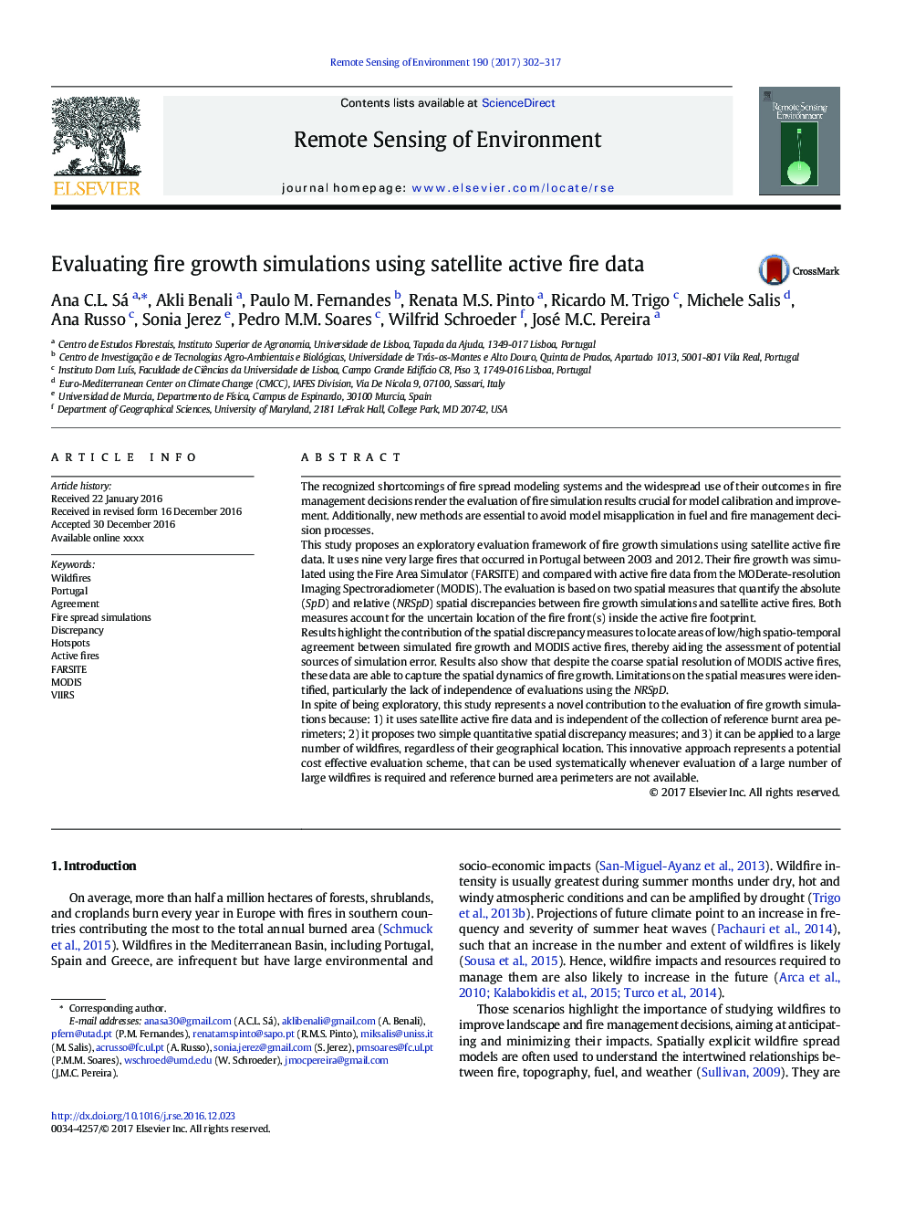 Evaluating fire growth simulations using satellite active fire data