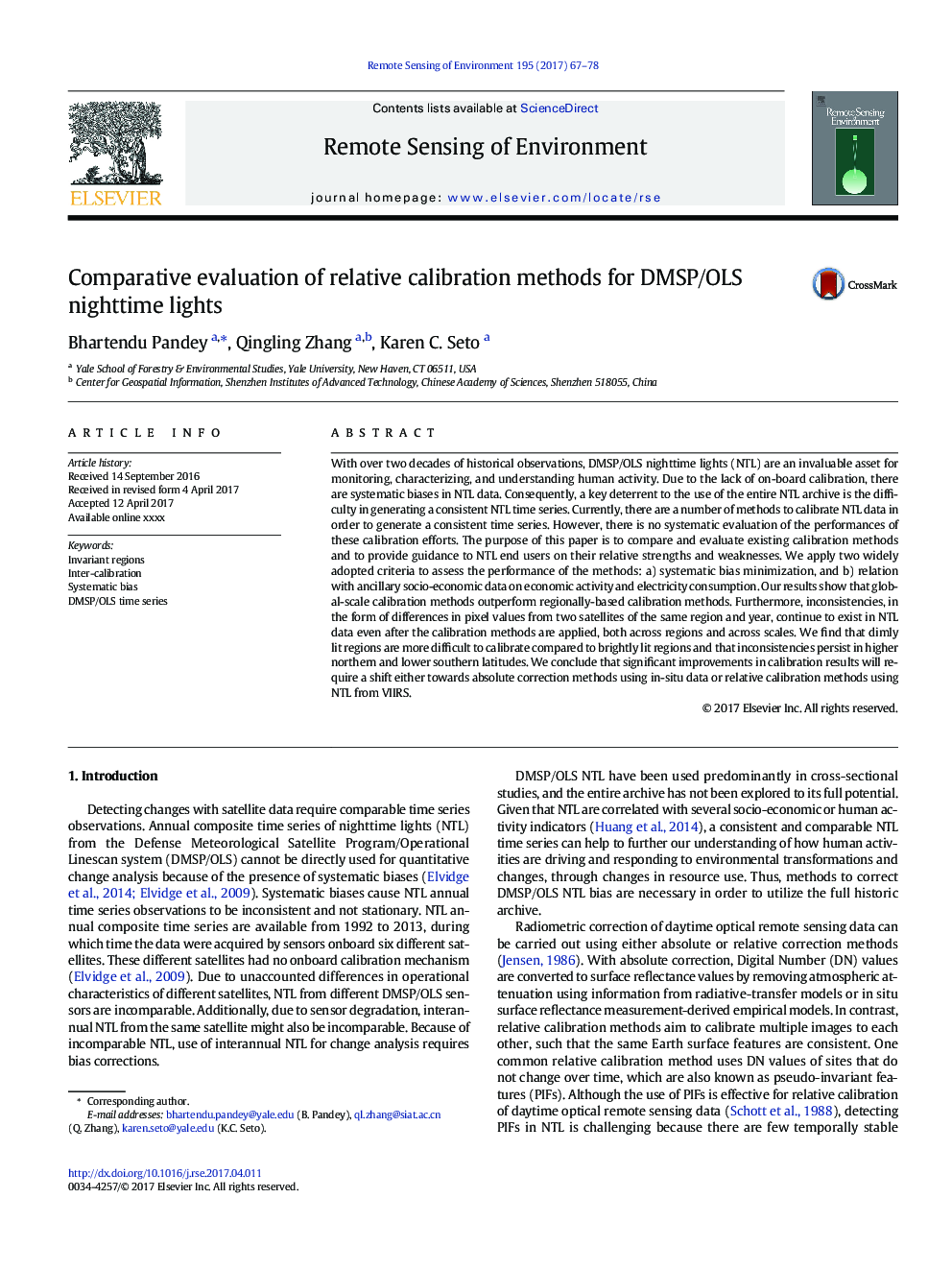 Comparative evaluation of relative calibration methods for DMSP/OLS nighttime lights