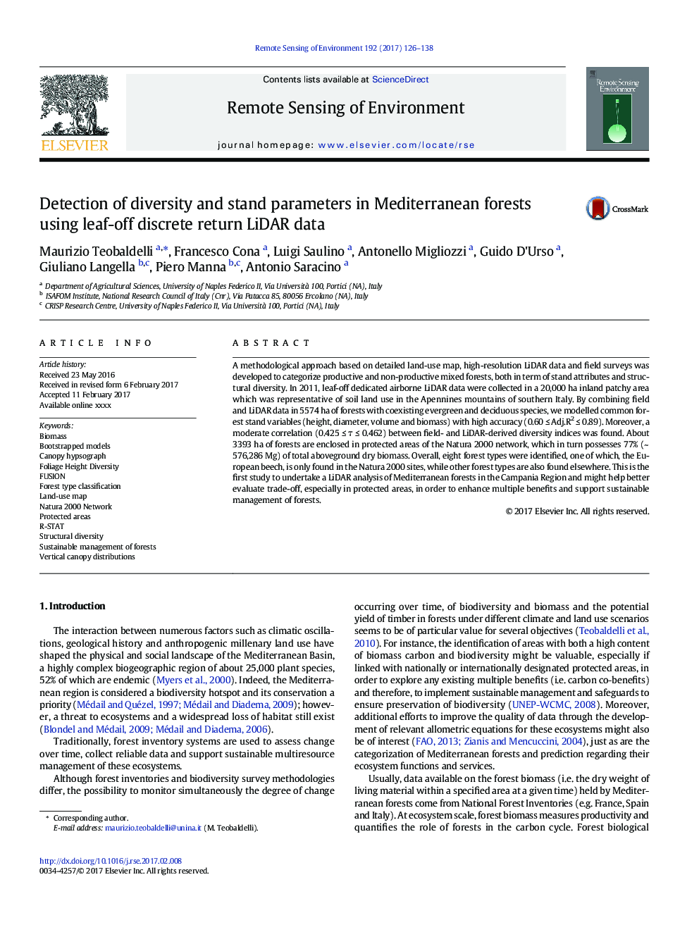 Detection of diversity and stand parameters in Mediterranean forests using leaf-off discrete return LiDAR data