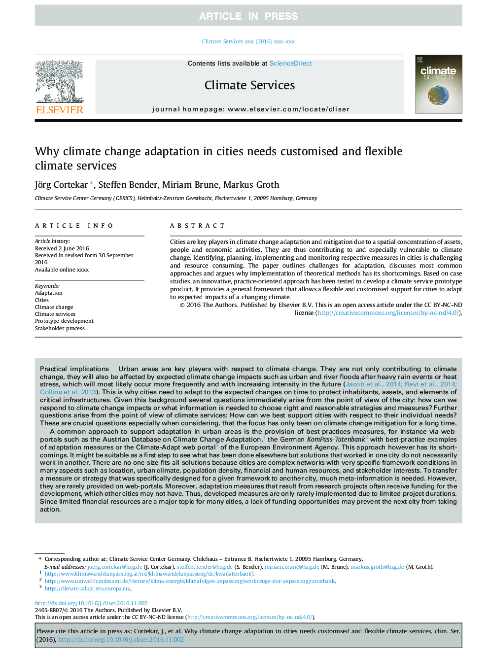 Why climate change adaptation in cities needs customised and flexible climate services