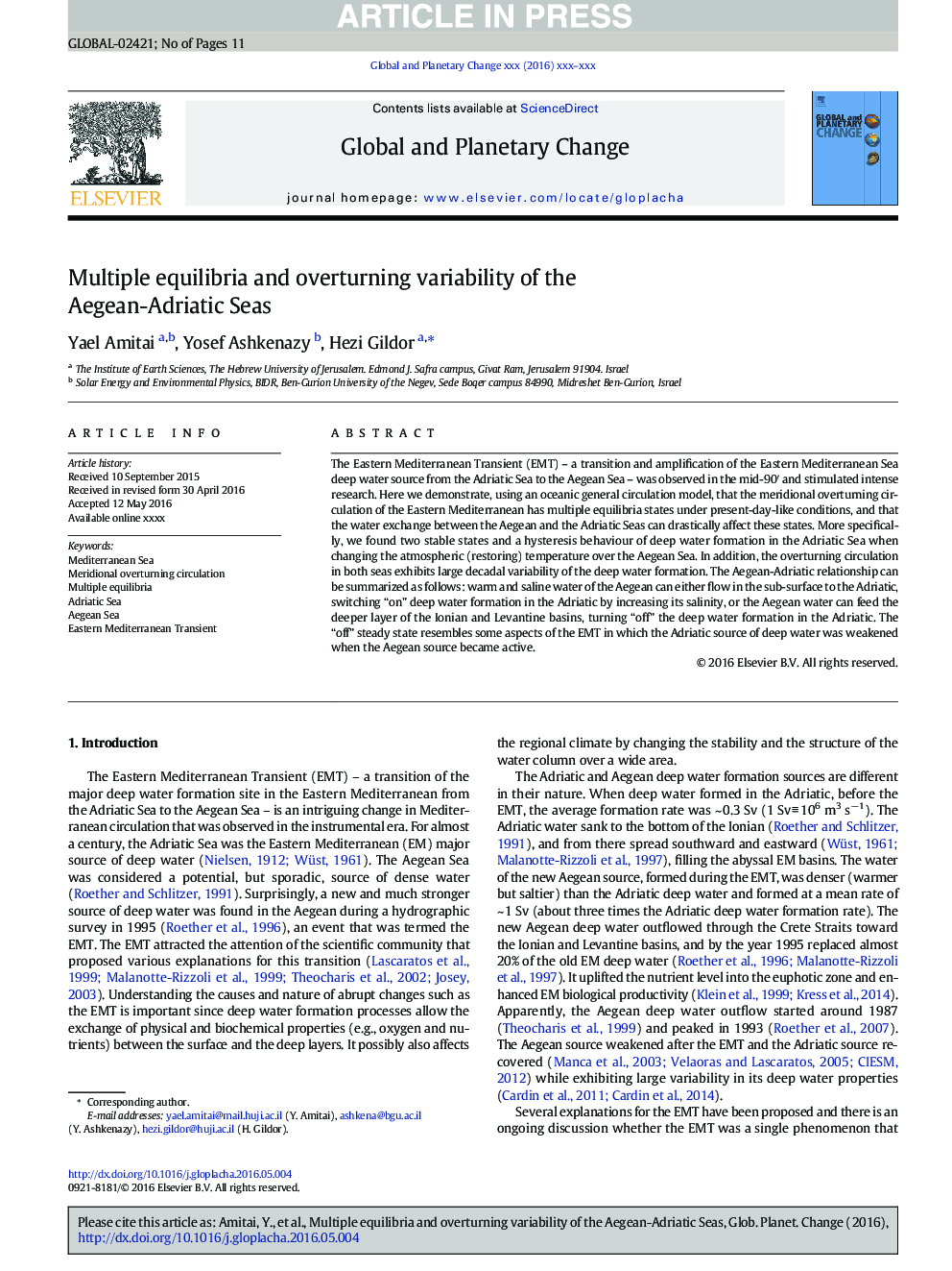 Multiple equilibria and overturning variability of the Aegean-Adriatic Seas