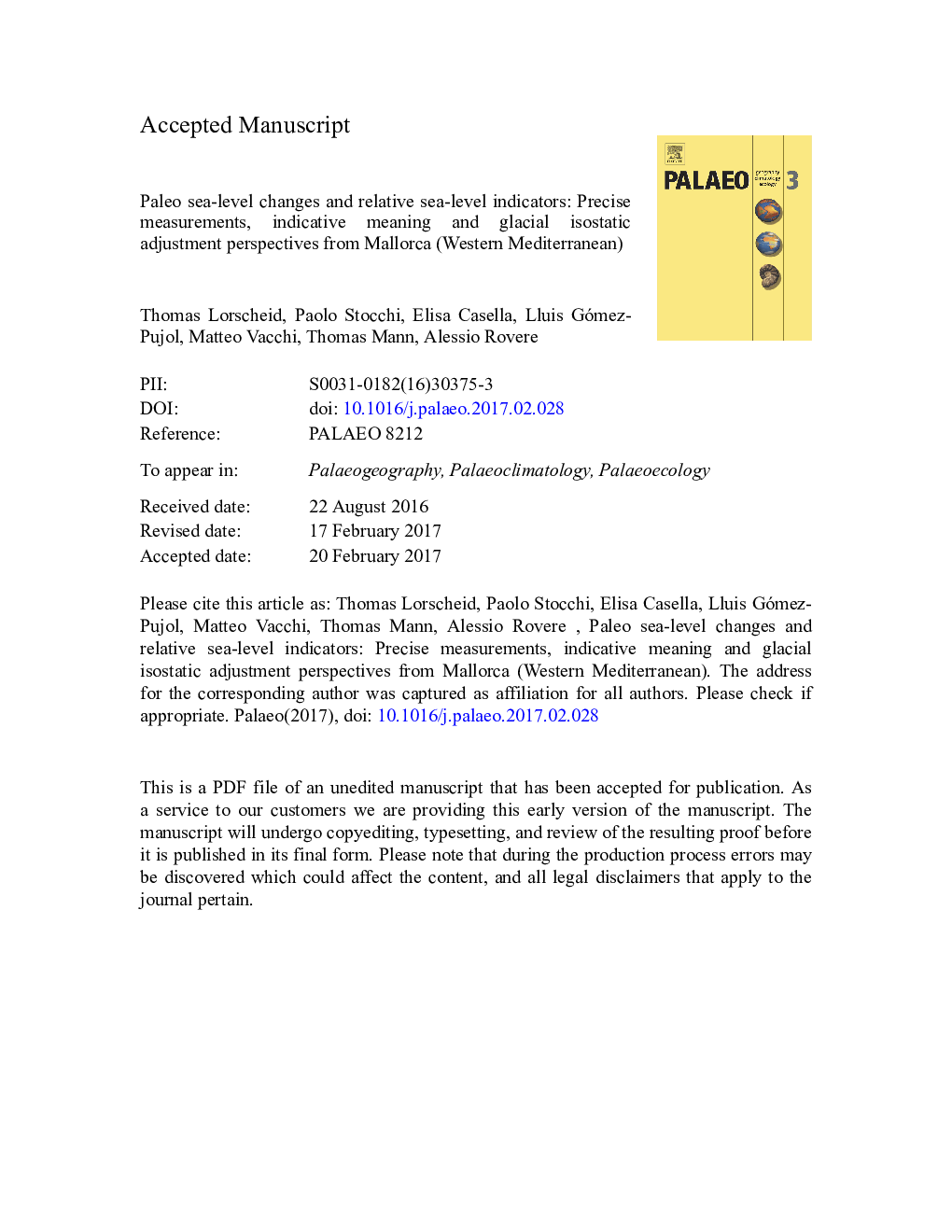 Paleo sea-level changes and relative sea-level indicators: Precise measurements, indicative meaning and glacial isostatic adjustment perspectives from Mallorca (Western Mediterranean)