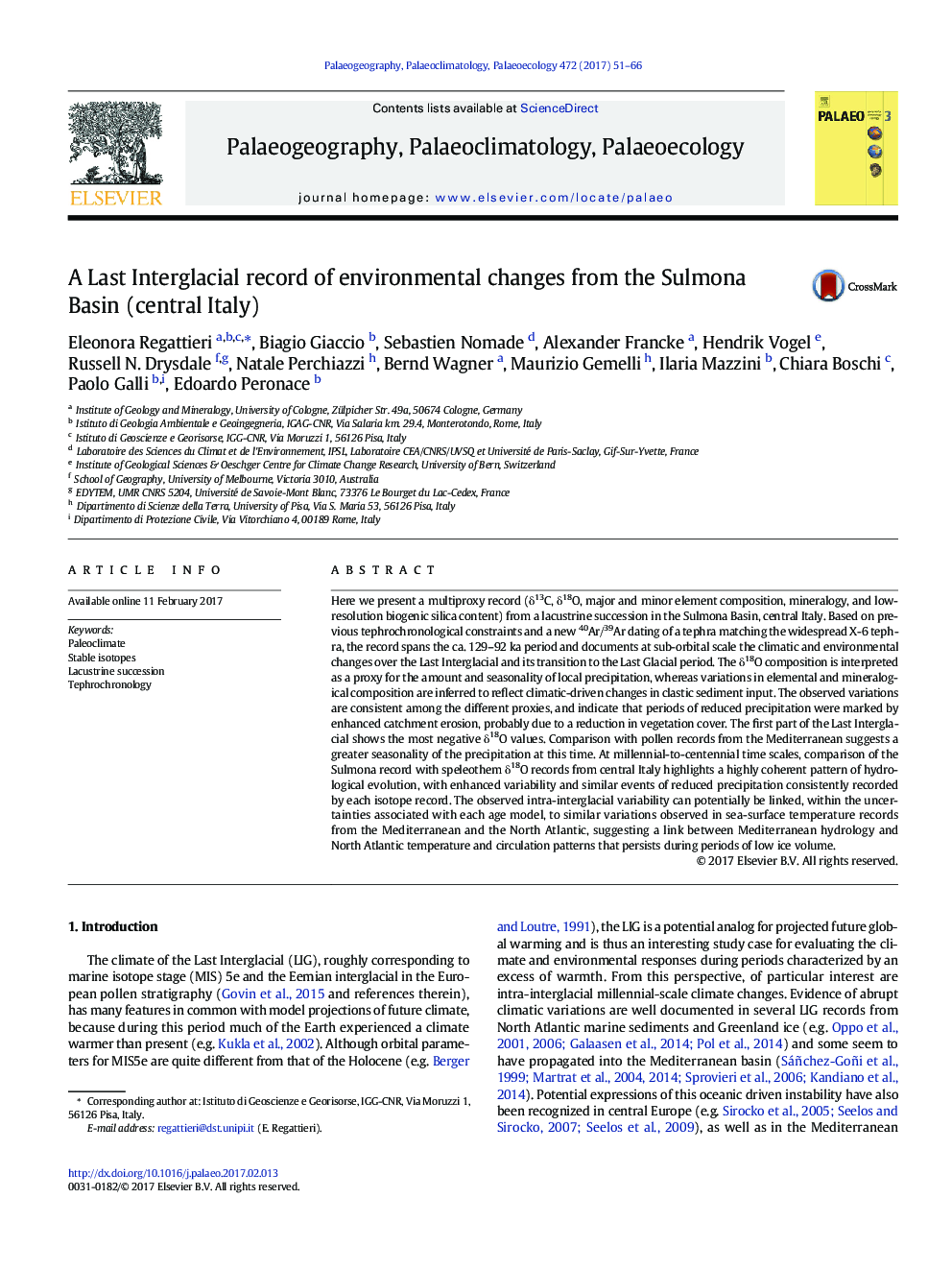 A Last Interglacial record of environmental changes from the Sulmona Basin (central Italy)
