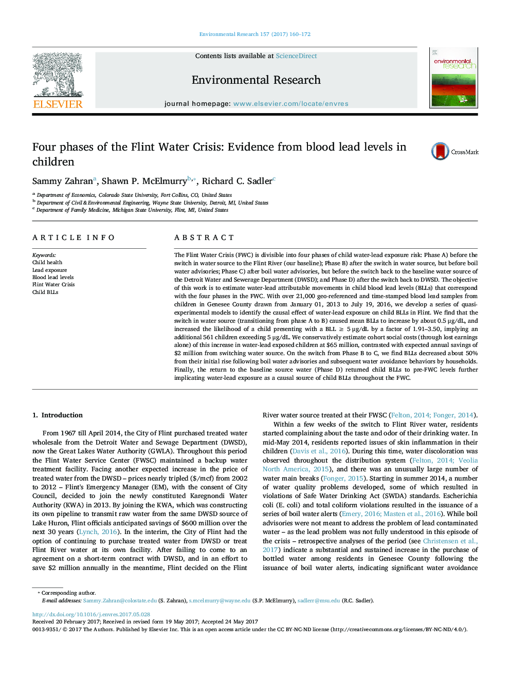 Four phases of the Flint Water Crisis: Evidence from blood lead levels in children