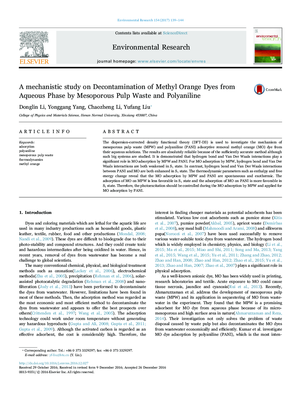 یک مطالعه مکانیکیستی بر روی تصفیه آب متیل نارنجی از فاز آبی توسط زباله های پالسی بین پوزولان و پلیینیلین 