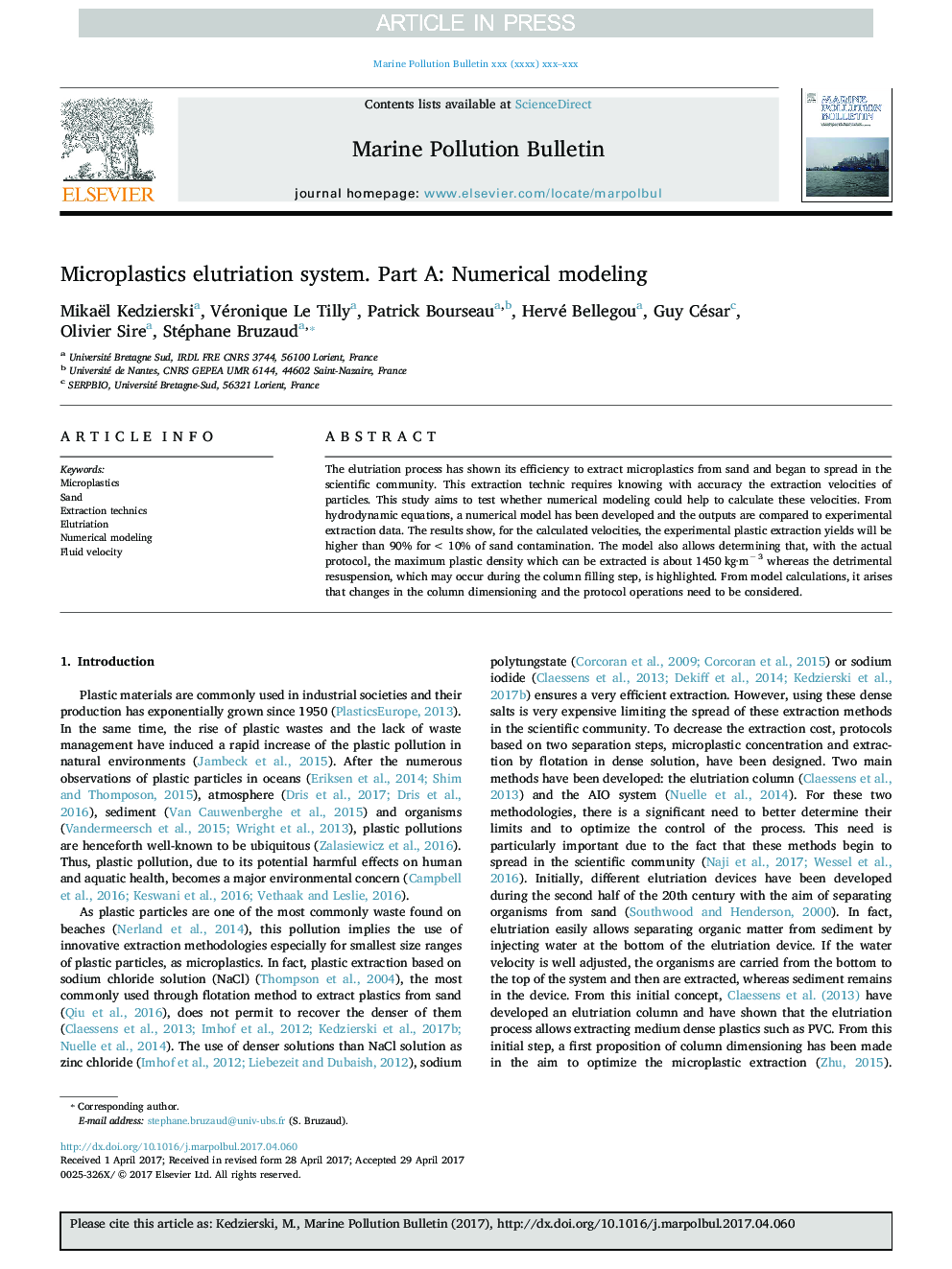 Microplastics elutriation system. Part A: Numerical modeling