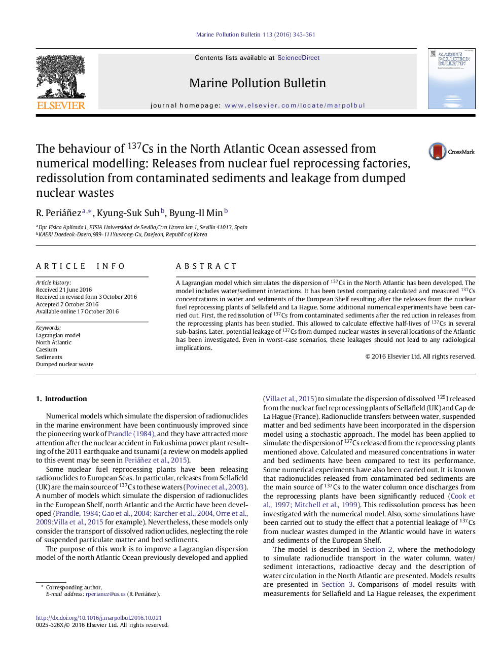 The behaviour of 137Cs in the North Atlantic Ocean assessed from numerical modelling: Releases from nuclear fuel reprocessing factories, redissolution from contaminated sediments and leakage from dumped nuclear wastes