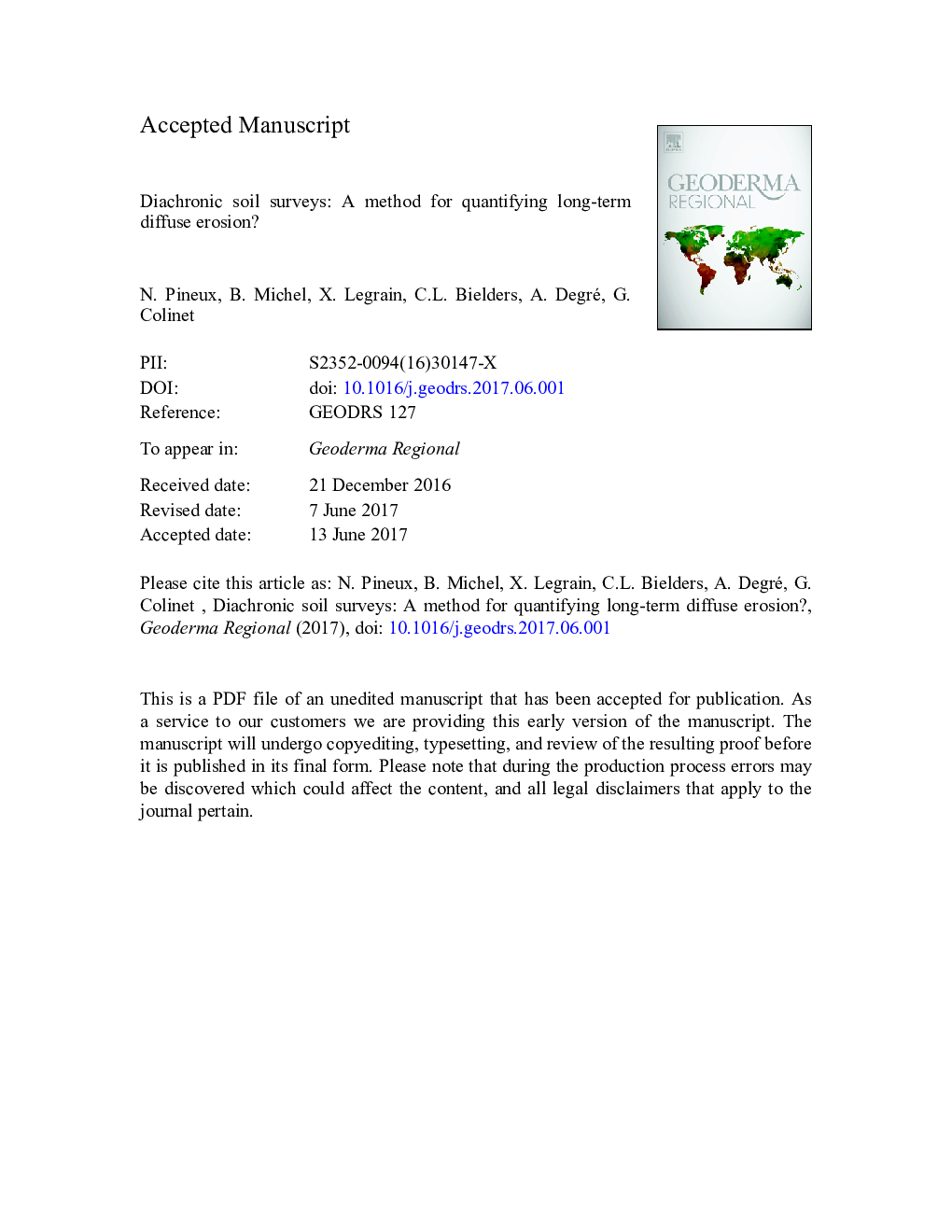 Diachronic soil surveys: A method for quantifying long-term diffuse erosion?