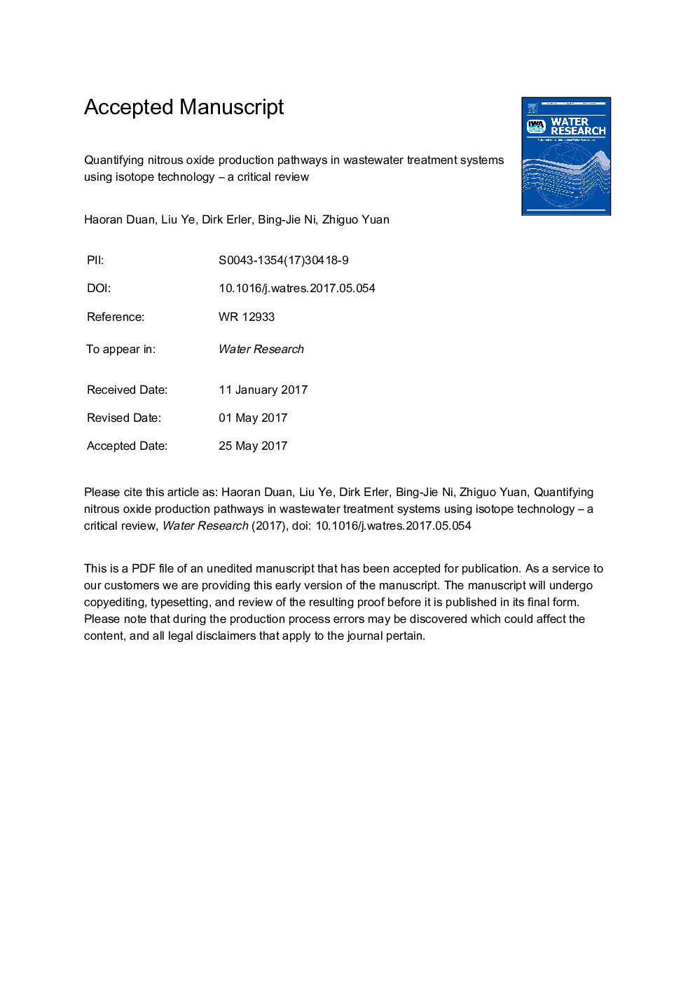 Quantifying nitrous oxide production pathways in wastewater treatment systems using isotope technology - A critical review