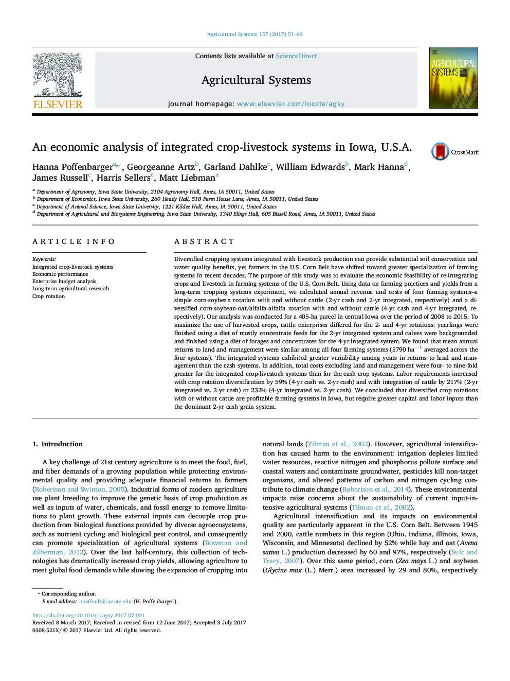 یک تجزیه و تحلیل اقتصادی از سیستم های دامپزشکی یکپارچه در ایاالت متحده، ایالات متحده آمریکا 