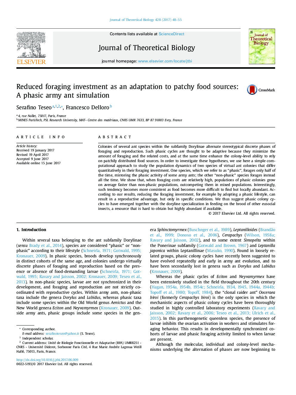 Reduced foraging investment as an adaptation to patchy food sources: A phasic army ant simulation